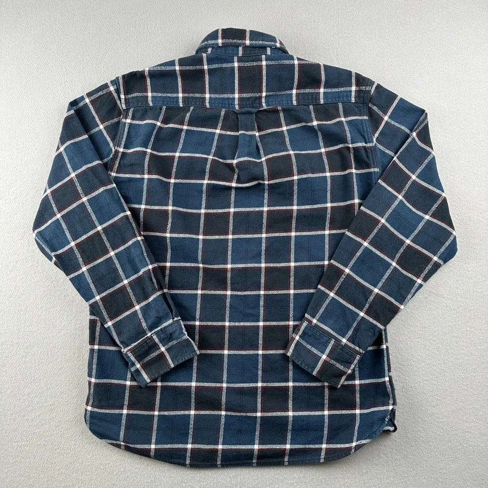 Jachs Heritage Flannel Shirt Mens M Plaid Blue Red White 100% Cotton Heavyweight